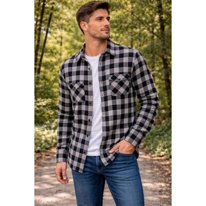 Urban Pipeline Plaid Flannel Shirt Mens Medium Soft Button Down Black Checked